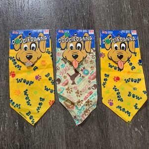 Doggiedanna Dog Bandanas 3 Pack Yellow‎ Paw Print Woof USA One Size Fits Most